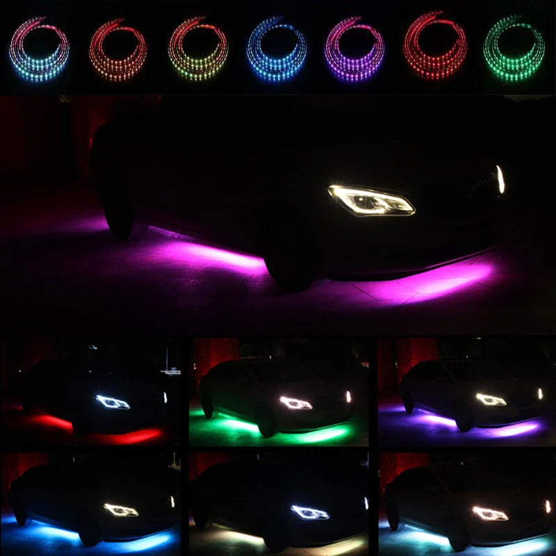 Under Glow Neon Accent Strip Light Kit + Remote Control 4PCS