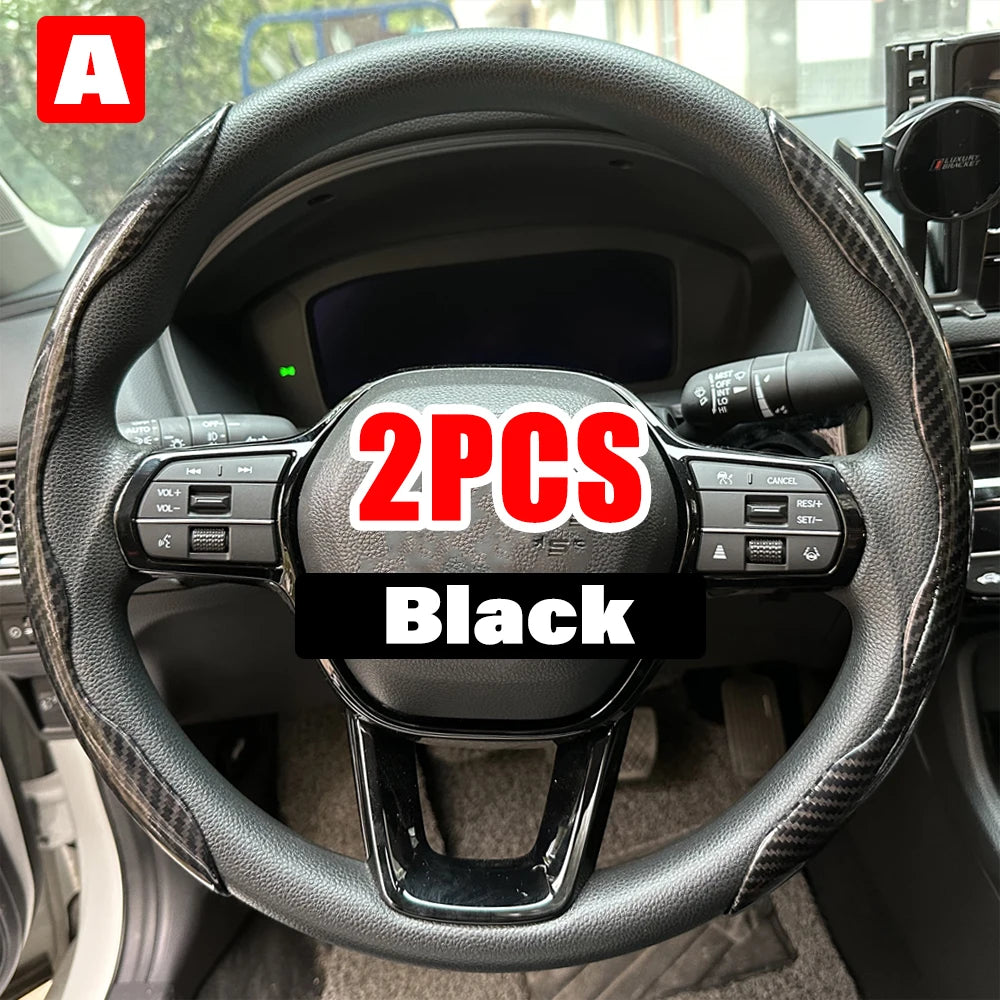 Universal 38cm Carbon Steering Wheel Cover - Non-slip & Protective