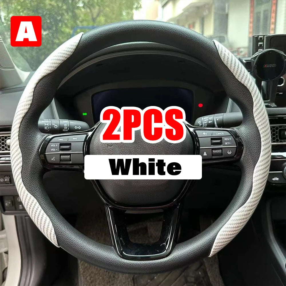 Universal 38cm Carbon Steering Wheel Cover - Non-slip & Protective
