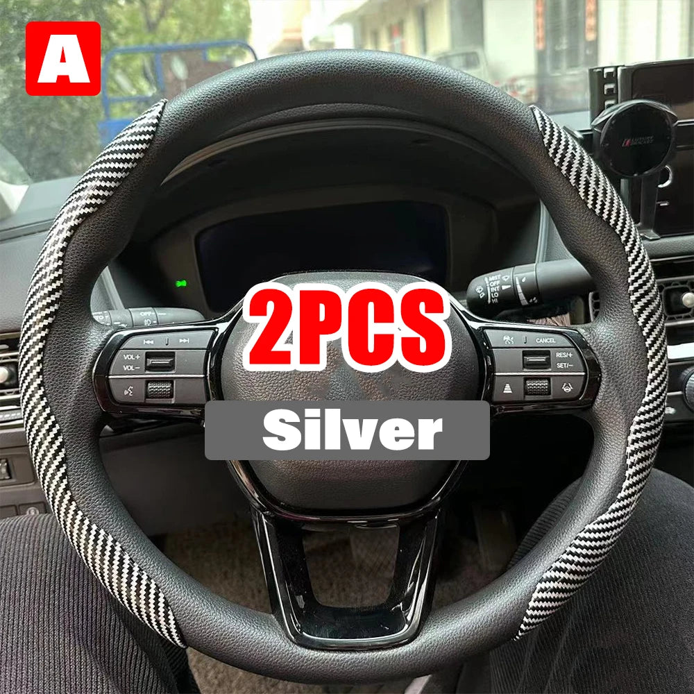 Universal 38cm Carbon Steering Wheel Cover - Non-slip & Protective