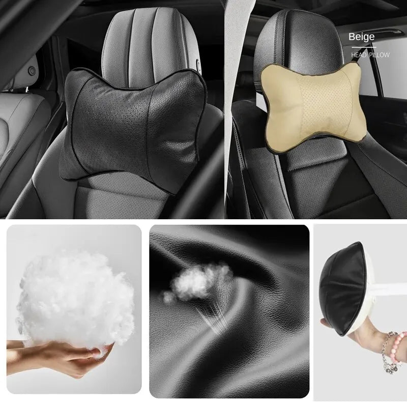Universal Leather Car Neck Pillows Available for Both Sides (1pcs)