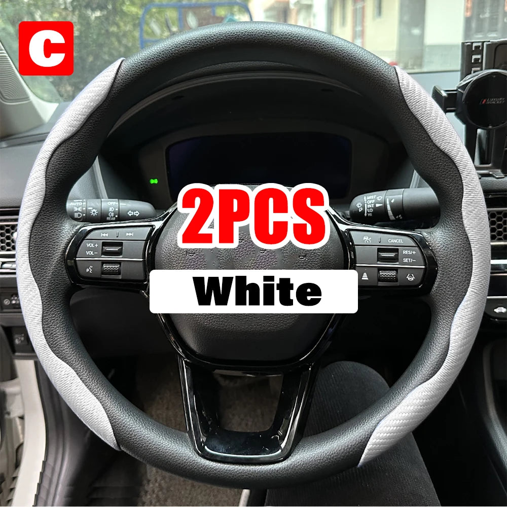 Universal 38cm Carbon Steering Wheel Cover - Non-slip & Protective