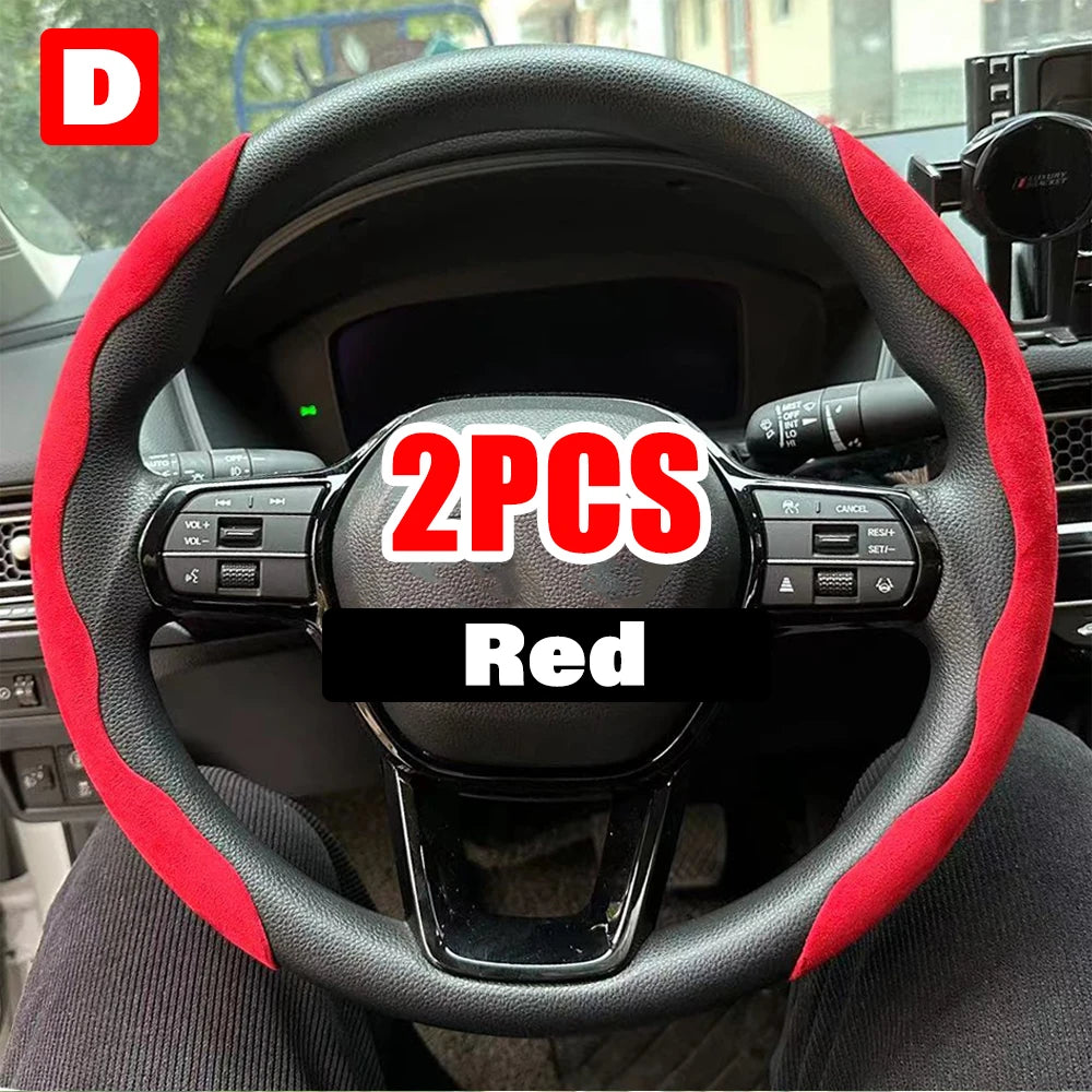 Universal 38cm Carbon Steering Wheel Cover - Non-slip & Protective