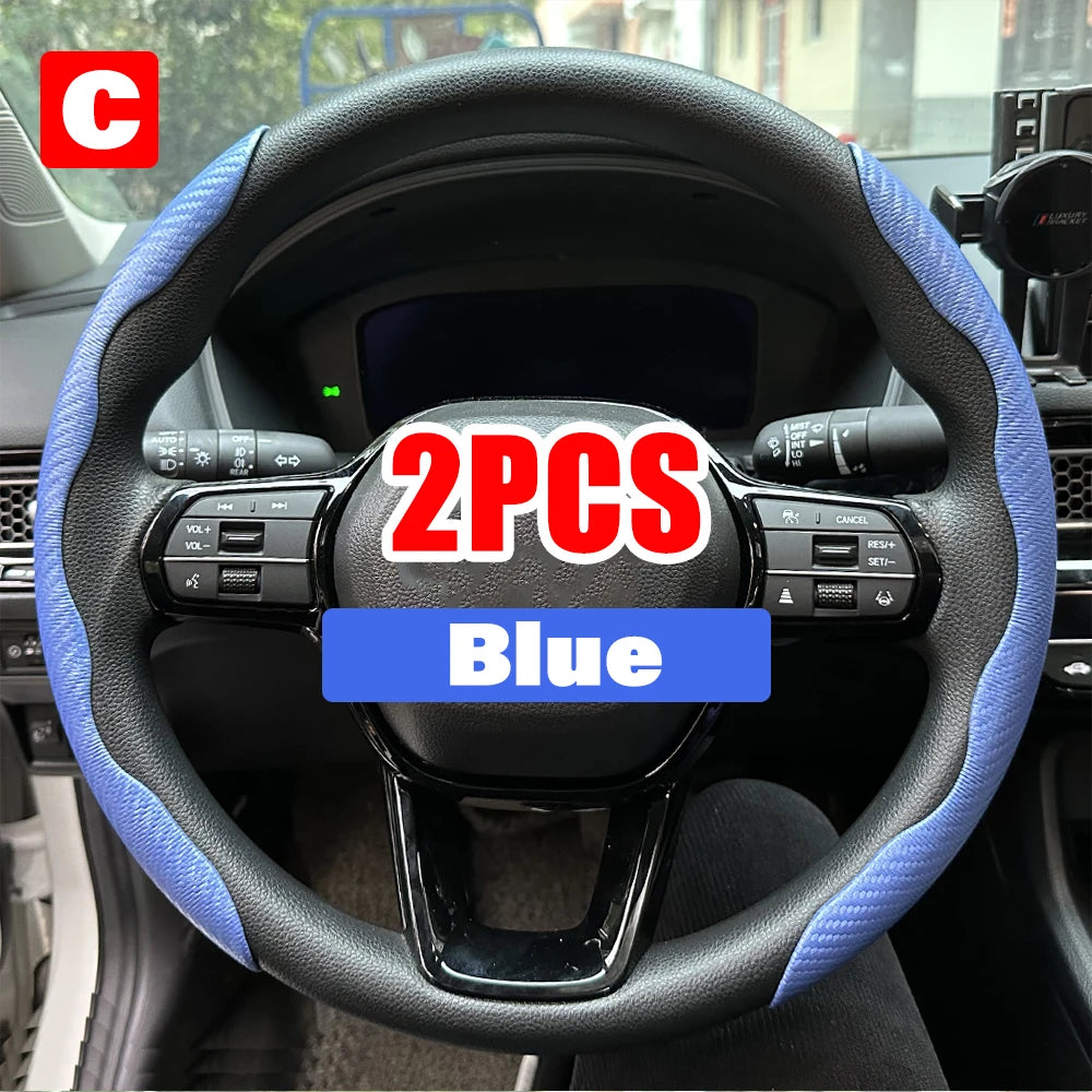 Universal 38cm Carbon Steering Wheel Cover - Non-slip & Protective