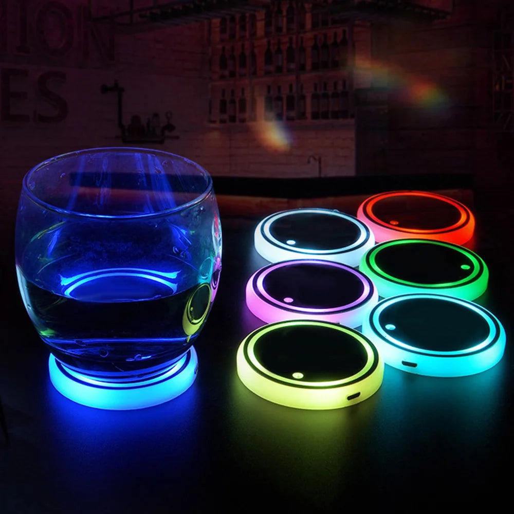 Universal Coasters Cup Holder LED Light Mats - Bottle Light Sensor