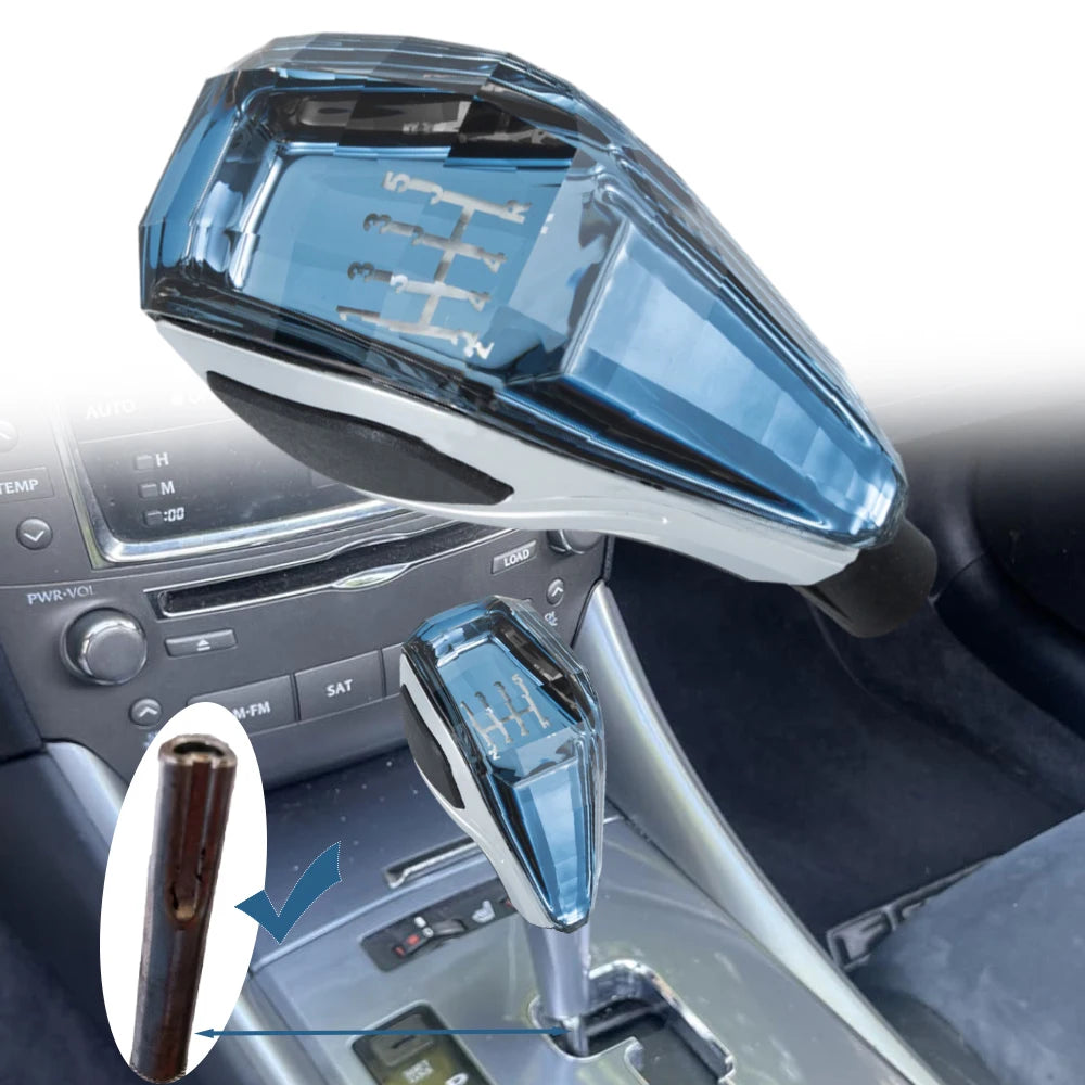 Crystal Modified Gear Shift Knob - Automatic/Manual Shifter with LED Light