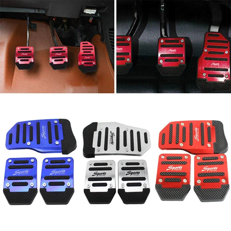 Universal Non-Slip Aluminum Manual Transmission Car Pedal Covers -3 PCS/SET