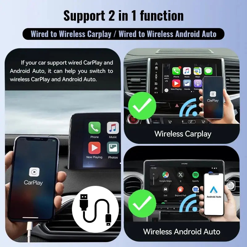 NEW Wireless CarPlay - Android & Apple Support WIFI and BT