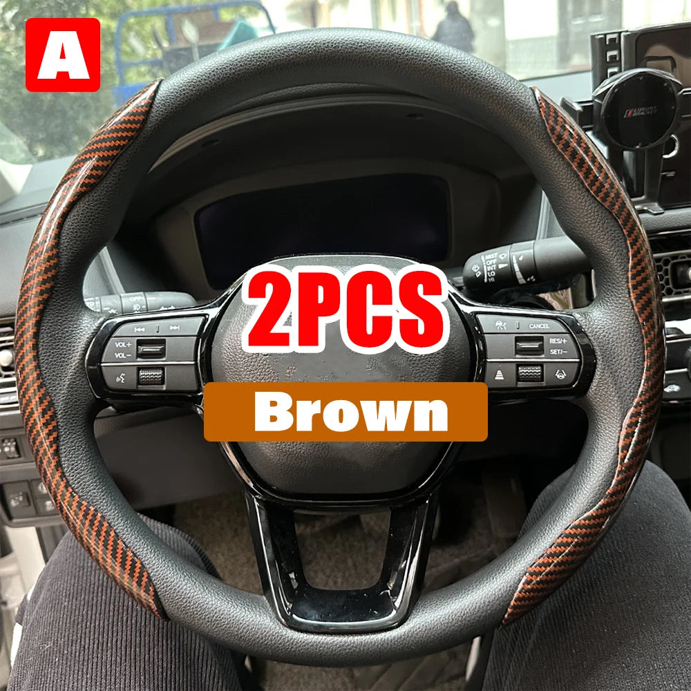 Universal 38cm Carbon Steering Wheel Cover - Non-slip & Protective