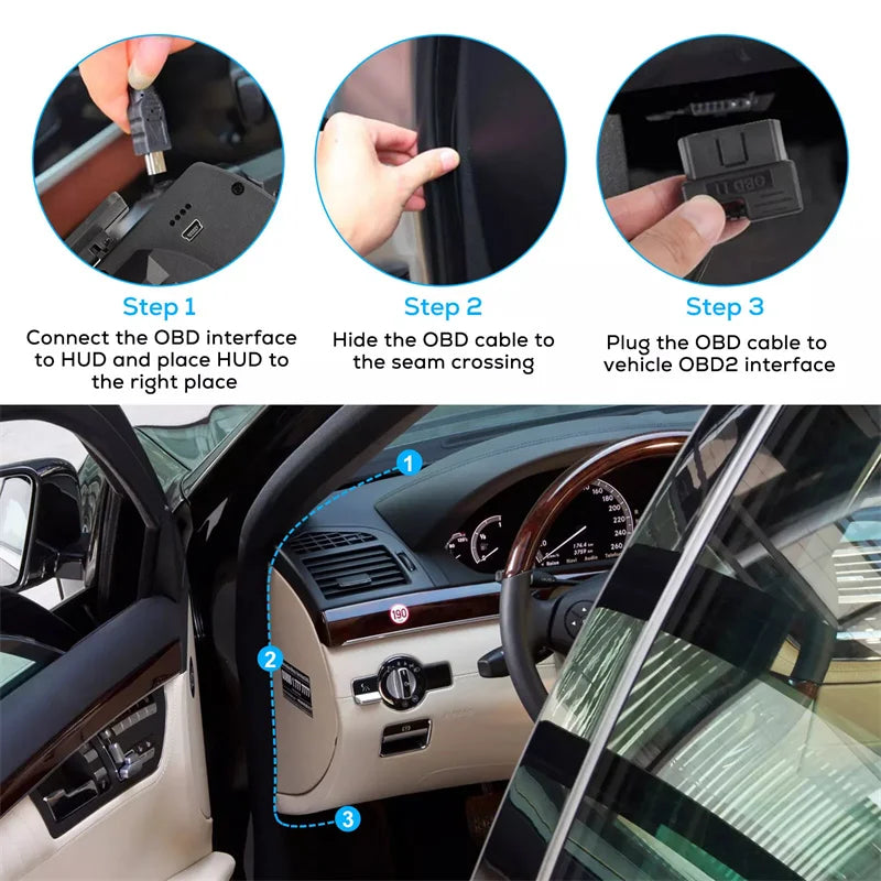 Head up Display - Universal OBD2&GPS Double Systems Speedometer, Gauge, Water, Temp, Turbo