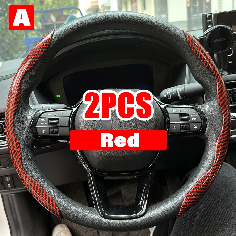 Universal 38cm Carbon Steering Wheel Cover - Non-slip & Protective