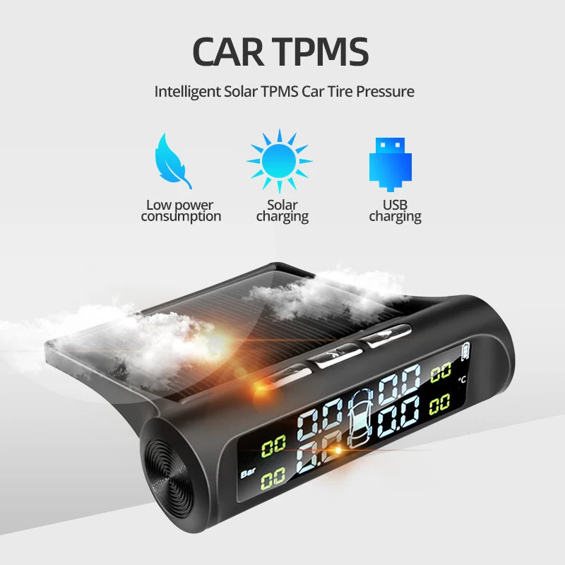 Smart Car Tyre Pressure Alarm Monitor System with 4 Sensors and Display
