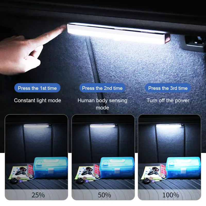 Sensor Light for Trunk / Hood - USB Rechargeable Automatic Induction Light Bar with Magnetic