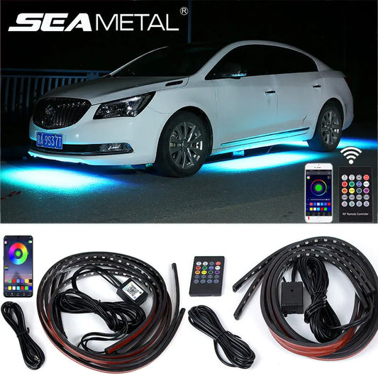 Under Glow Neon Accent Strip Light Kit + Remote Control 4PCS
