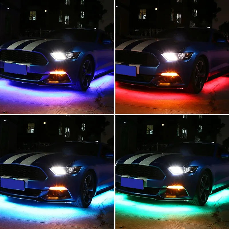 Under Glow Neon Accent Strip Light Kit + Remote Control 4PCS