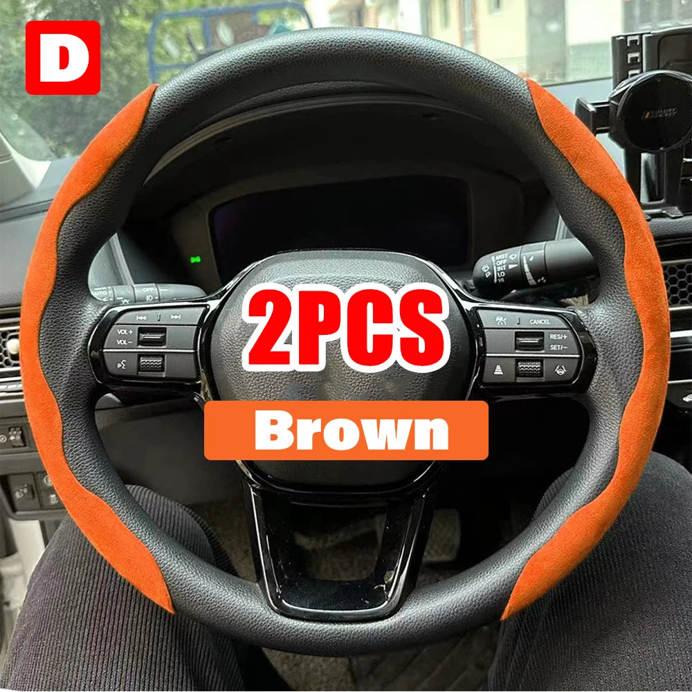 Universal 38cm Carbon Steering Wheel Cover - Non-slip & Protective